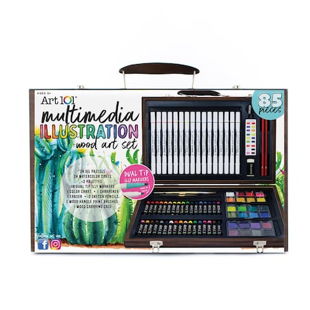 Art 101 Multimedia Illustration Wood Art Set, 85-Piece Set 53085MB